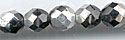 Glass Fire Polish Beads - AB Black / Silver