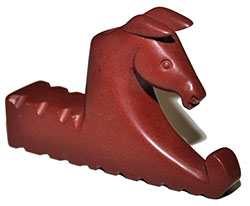 Catlinite Horse Effigy Pipe Bowl - Scalloped with Flat Ears