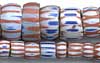 Antique Trade Beads - Blue and Brown Chevrons - 