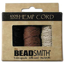 Hemp Cord - 3 Mini Spools - Natural Colors