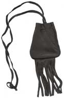 Fringed Buckskin Bag - Black - Medium