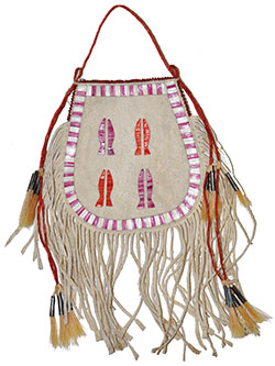 Porcupine Quilled Horseshoe Bag - White & Purple - Honza Podzemny