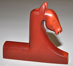 Catlinite Horse Effigy Pipe Bowl - Tall with Pointed Ears