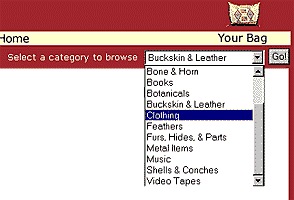 Primary category pull-down selector